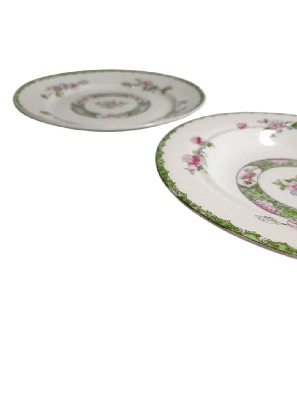 Anchor China Plate and Bowl Pink Green Floral Pattern Bone China England Vintage